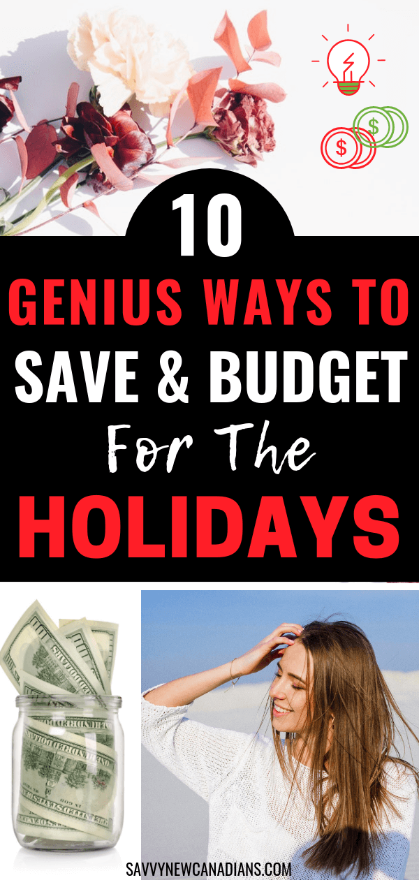 Here are 10 easy ways to save and budget for the holiday season. Start saving money now and avoid going into debt this Christmas. #savemoney #budgeting #frugalliving #holidays #holidayspending