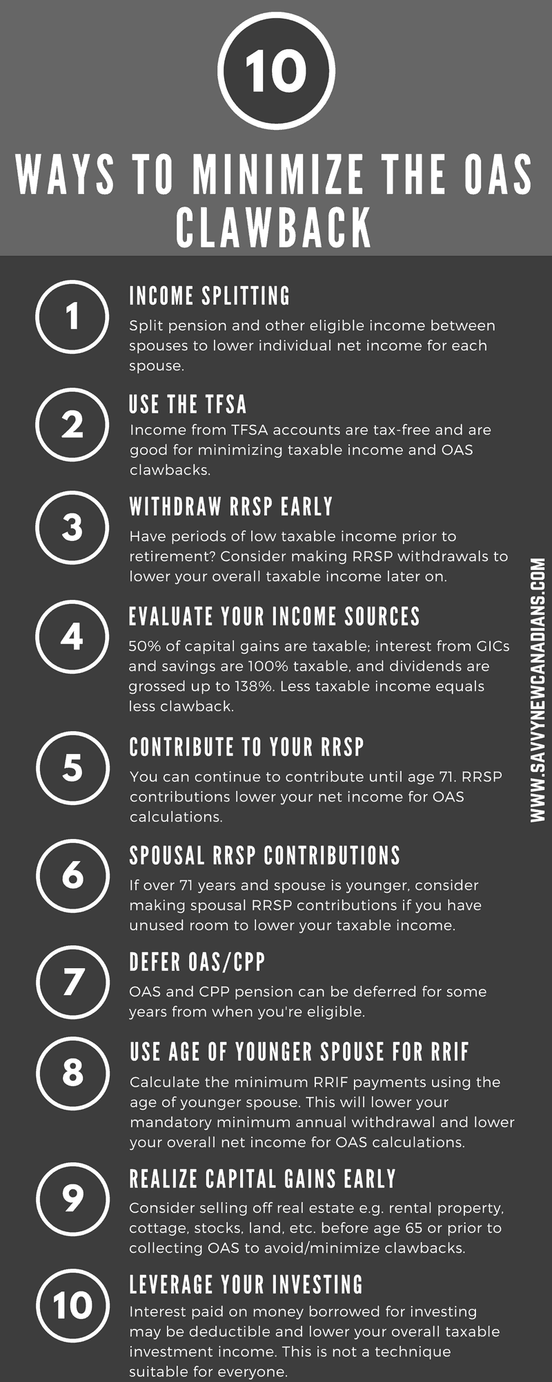 10 Ways To Minimize The OAS Clawback. Learn about how to keep all your OAS benefits in retirement. #OASbenefit #retirementplanning #CPP #RRSp #personalfinance #retirement