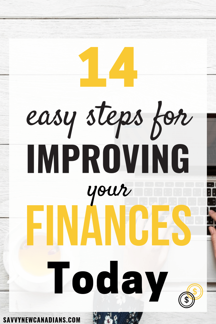 14 Ways to improve your finances right now! These personal finance tips will show you how to budget, spend smartly, save money, pay off debt, invest, and manage your money. You can become financially-free today. Click to start now and PIN for later. #financialplanning #finances #debtfree #personalfinancetips