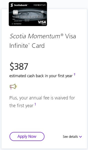 Scotia Momentum Visa Infinite rewards