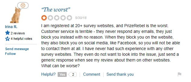 PrizeRebel Cons