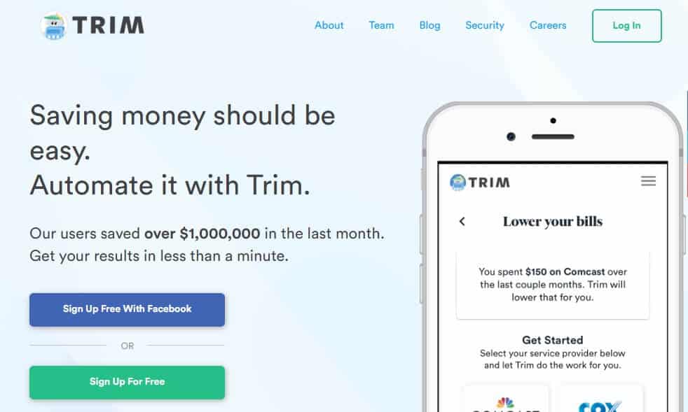 Trim app save money