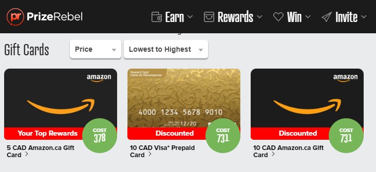 PrizeRebel Free Amazon gift cards