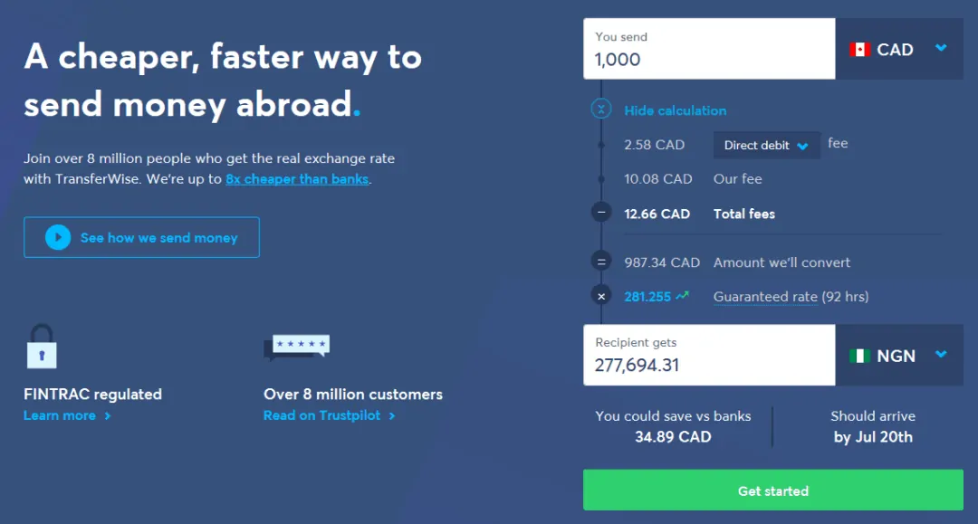 Transferwise CAD to NGN