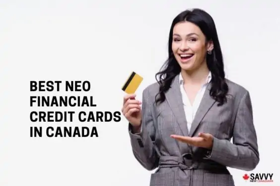 A girl holding a credit card indicating a Neo Credit Card example in Canada