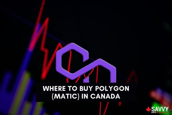 An illustration of the Polygon cryptocurrency with trading charts in the background