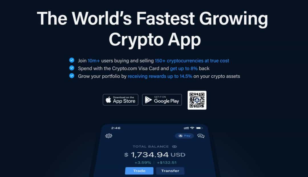 Screenshot from the Crypto.com exchange website