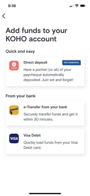add funds to koho account