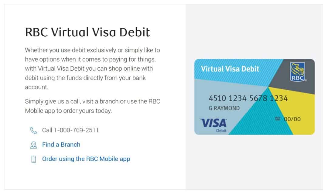 RBC virtual visa debit card
