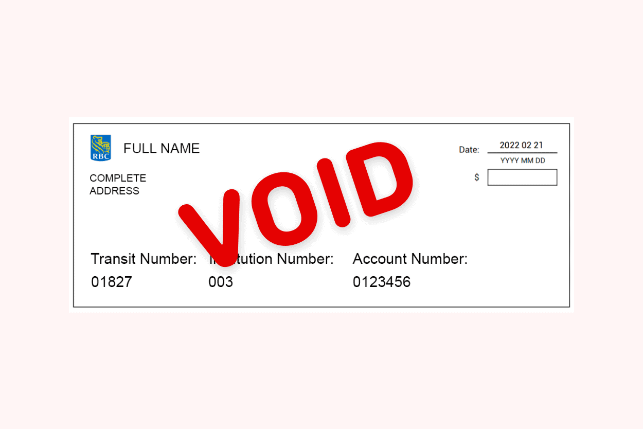 RBC Cheque sample void