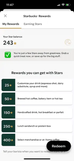 starbucks rewards program