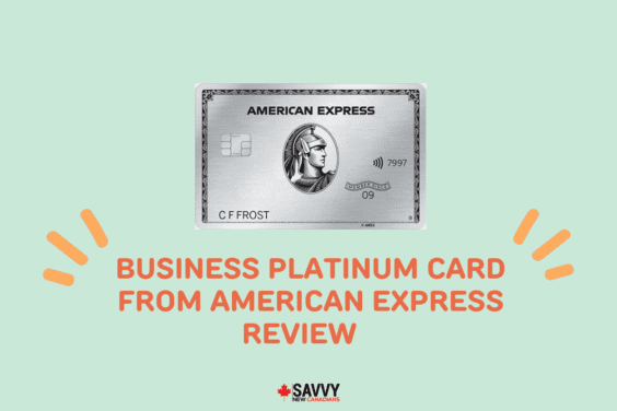 A credit card on a green background with the text "Business Platinum Card from American Express Review" underneath.