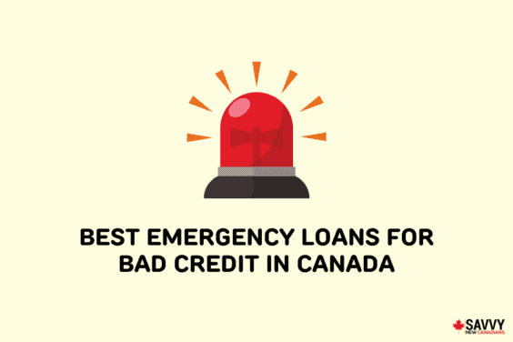 Text that reads “Best emergency loans for bad credit in Canada” underneath an image of a red emergency button