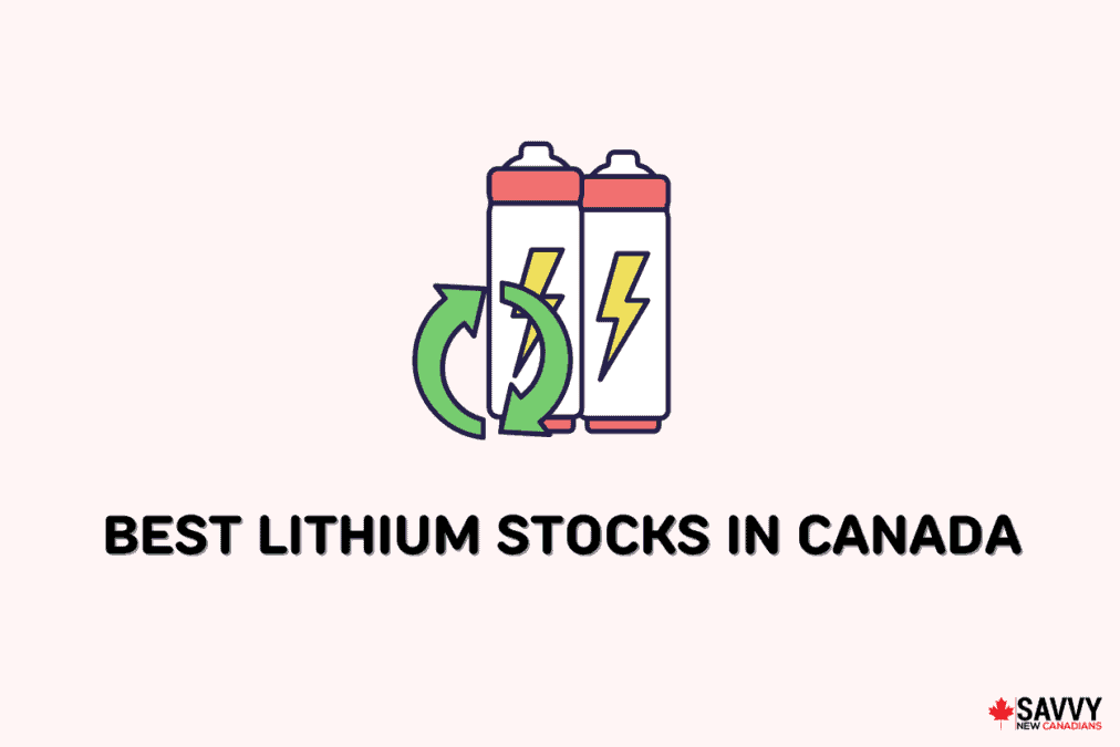 Text that reads “Best Lithium Stocks in Canada” above an image of a battery and charging symbol