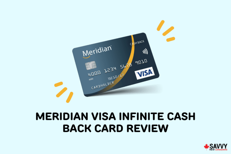 Text that reads “Meridian visa infinite cash back card review” underneath a photo of the credit card
