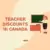 Text that reads “Teacher “Discounts in Canada” to the left of a cartoon teacher gesturing to a blackboard