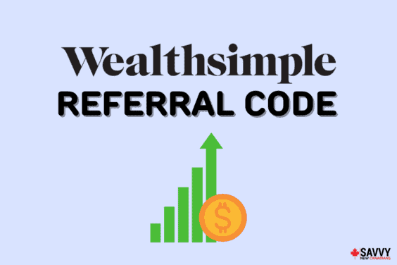 Text that reads “Wealthsimple Referral Code” above a green stock graph with an arrow and coin