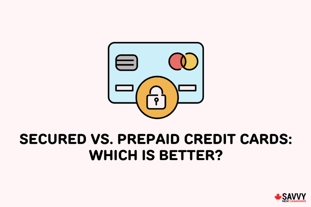 Text that reads “Secured vs prepaid credit cards: which is better?” below an image of a credit card with a lock