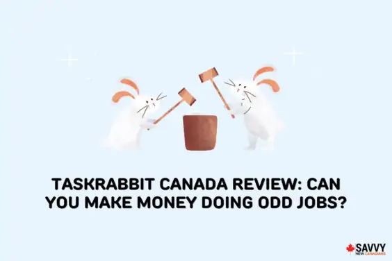 Text that reads “TaskRabbit Canada Review: Can You Make Money Doing Odd Jobs?” below an image of two rabbits holding hammers