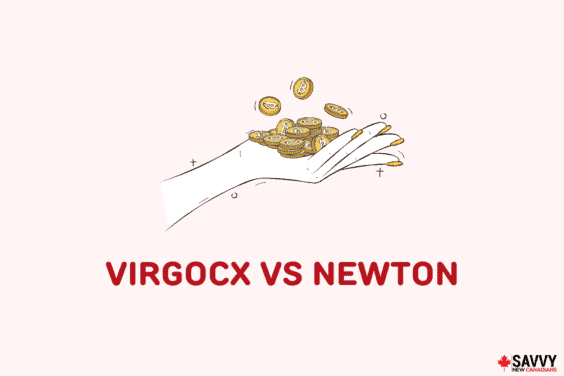 Text that reads “VirgoCX vs Newton” under an image of a hand holding crypto coins