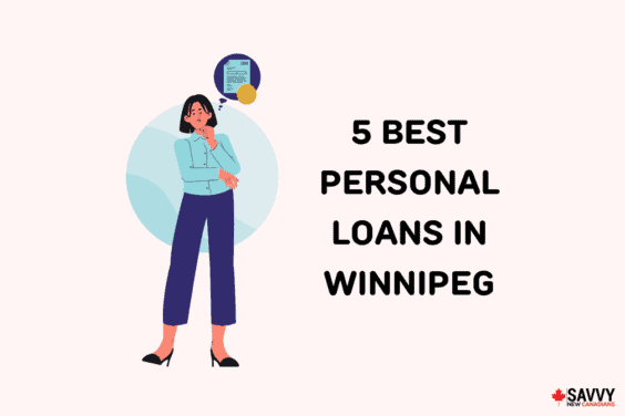 Text that reads “5 Best Personal Loans in Winnipeg” beside an image of a person with a thought bubble and a loan inside it