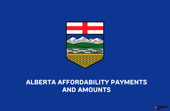 image showing alberta flag with texts detailing alberta alberta affordability payments and amounts