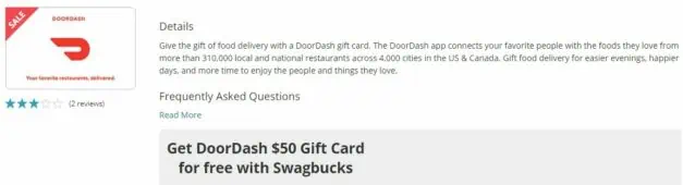 Swagbucks DoorDash gift cards