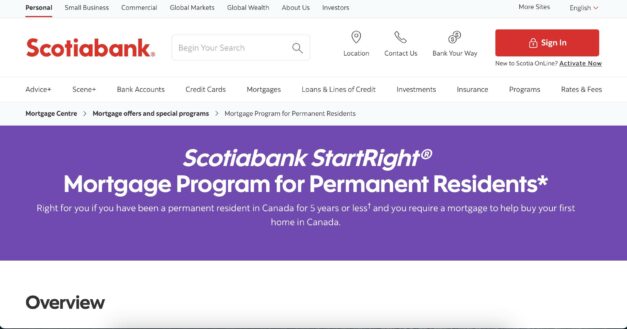 image showing scotiabank mortgages for newcomers in canada