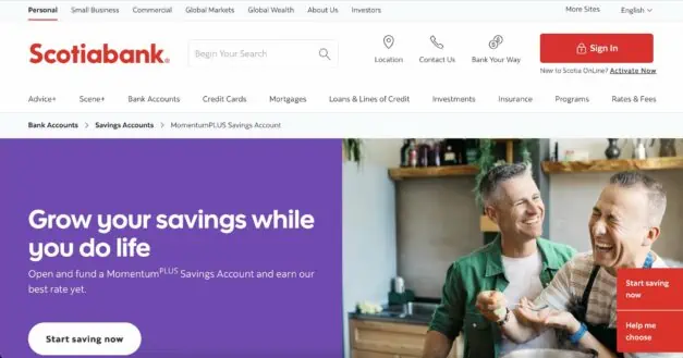 image showing scotiabank website homepage