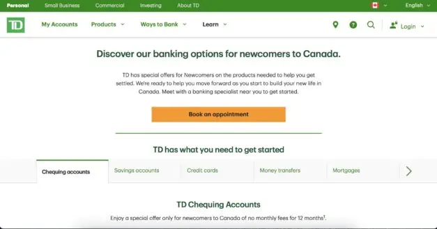 image showing td bank mortgages program for newcomers to canada