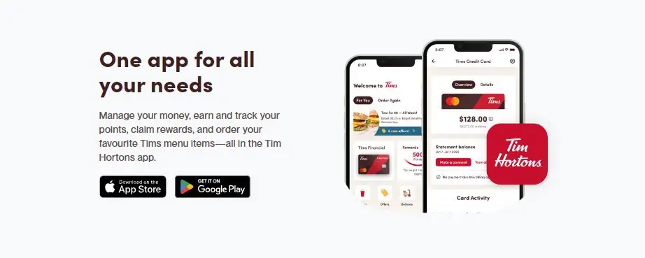 image showing tims credit card app