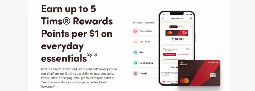 image showing tims credit card reward points
