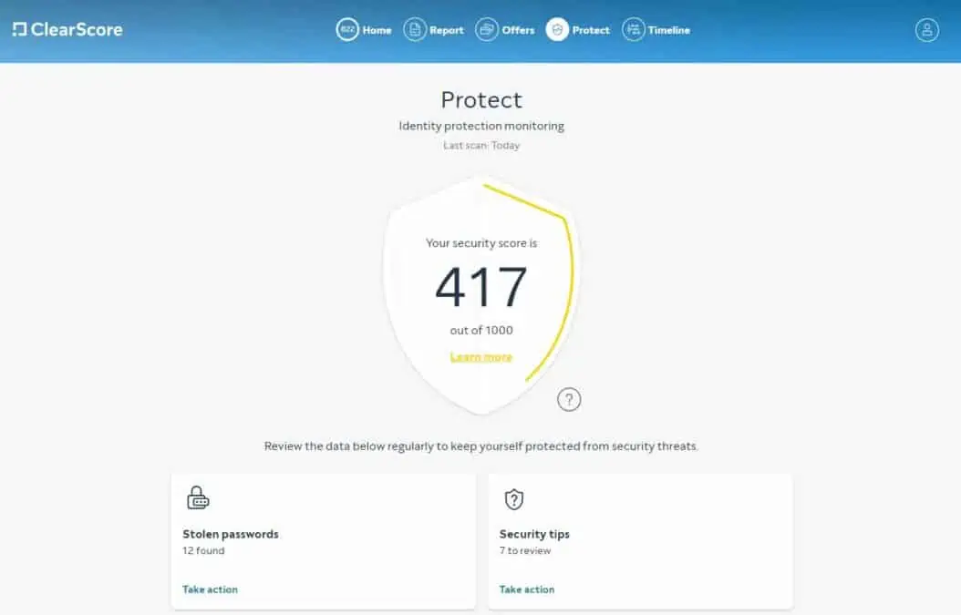 Clearscore identity protection-img