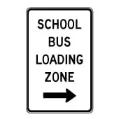 image showing school bus loading zone sign