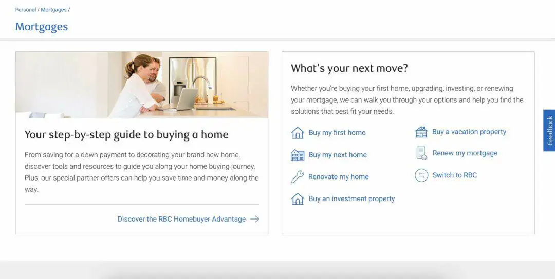 image showing rbc mortgage overview on its website