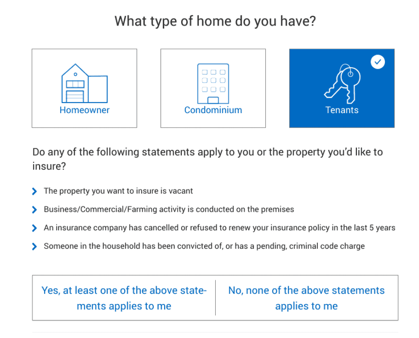 image showing rbc tenant insurance application setup