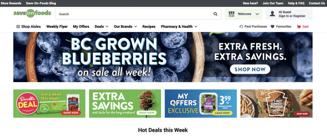 image showing save on foods grocery store homepage