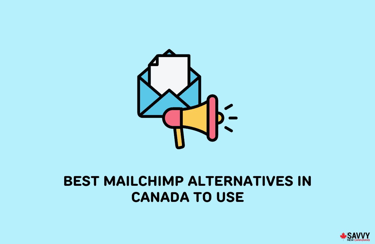 image showing an icon of email marketing and texts providing the best mailchimp alternatives in canada