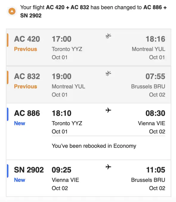 image showing new flights availability given by air canada