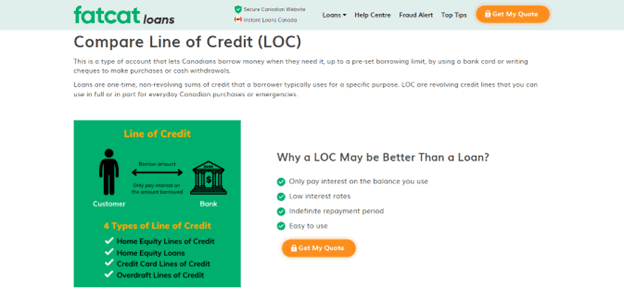 The Best Lines of Credit for Bad Credit in Canada 4 image showing fatcatloans homepage