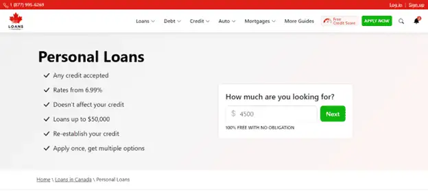 image showing loans canada homepage